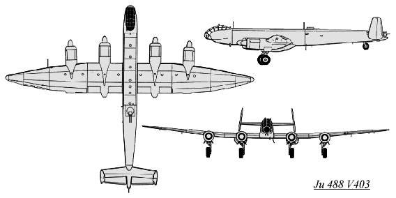 PROYECTOS INCONCLUSOS DE LA AERONÁUTICA ALEMANA DE LA S.G.M. - Página 9 Junkers_Ju_488_dibujo_dos