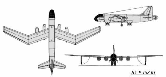 PROYECTOS INCONCLUSOS DE LA AERONÁUTICA ALEMANA DE LA S.G.M. - Página 4 Blohm_und_voss_bv_p_188_01_dibujo