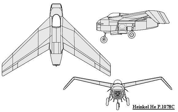 PROYECTOS INCONCLUSOS DE LA AERONÁUTICA ALEMANA DE LA S.G.M. - Página 2 Heinkel_he_p_1078_c_dibujo