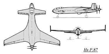 PROYECTOS INCONCLUSOS DE LA AERONÁUTICA ALEMANA DE LA S.G.M. - Página 8 Henschel_hs_p_87_dibujo