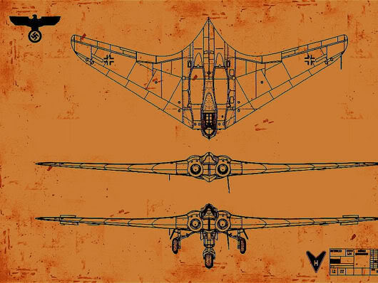 PROYECTOS INCONCLUSOS DE LA AERONÁUTICA ALEMANA DE LA S.G.M. - Página 7 Horten_ho_229_dibujo_uno