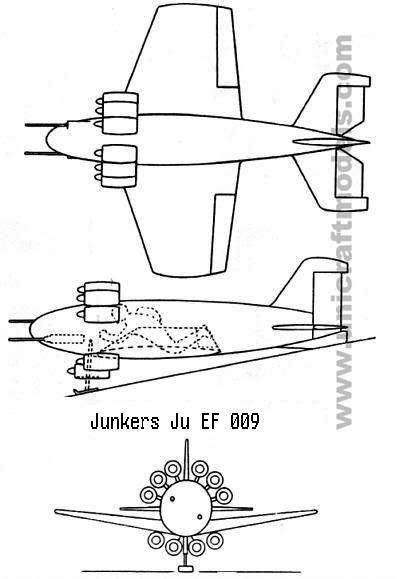 PROYECTOS INCONCLUSOS DE LA AERONÁUTICA ALEMANA DE LA S.G.M. - Página 8 Junkers_ju_ef_009_dibujo_dos