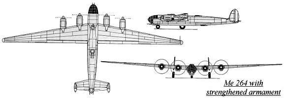 PROYECTOS INCONCLUSOS DE LA AERONÁUTICA ALEMANA DE LA S.G.M. - Página 3 Messerschmitt_me_264_con_armamento_