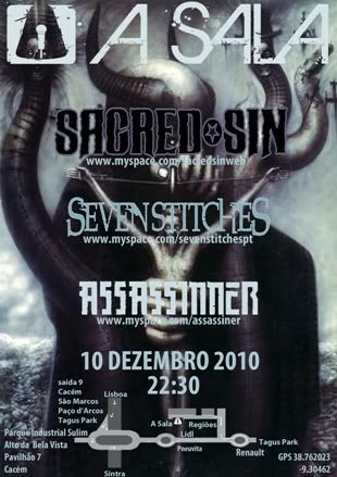 2010.12.10 - Sacred Sin + Seven Stitches + Assassinner - A Sala CARTAZFINAL2