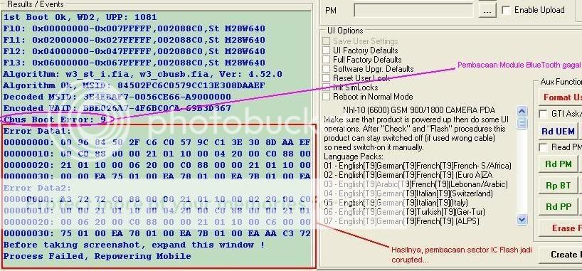 KETERANGAN ERROR PADA ufs nokia BTModuleRusak