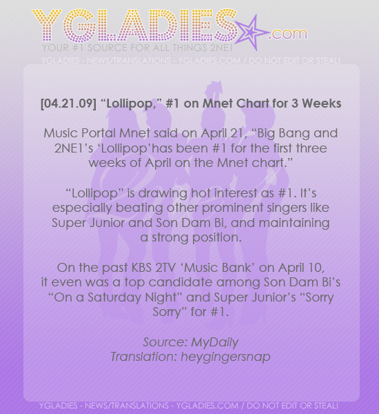 Lollipop #1 on Mnet Chart for 3 weeks 39257101