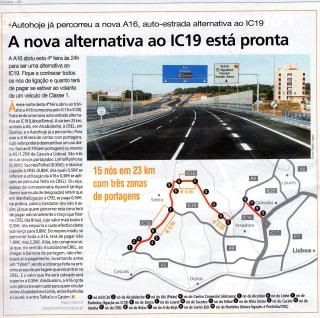 Autoestrada A16 abre ao tráfego quarta-feira A16