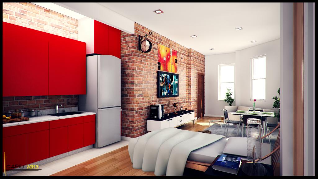 Simple studio apartment interior 301_Hooper_St_View_4