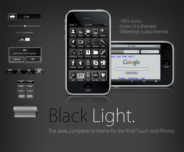 [Theme] BlackLight. The Sleek Black and White iPod theme (3.0 Ready) BlackLightPromoSized-1