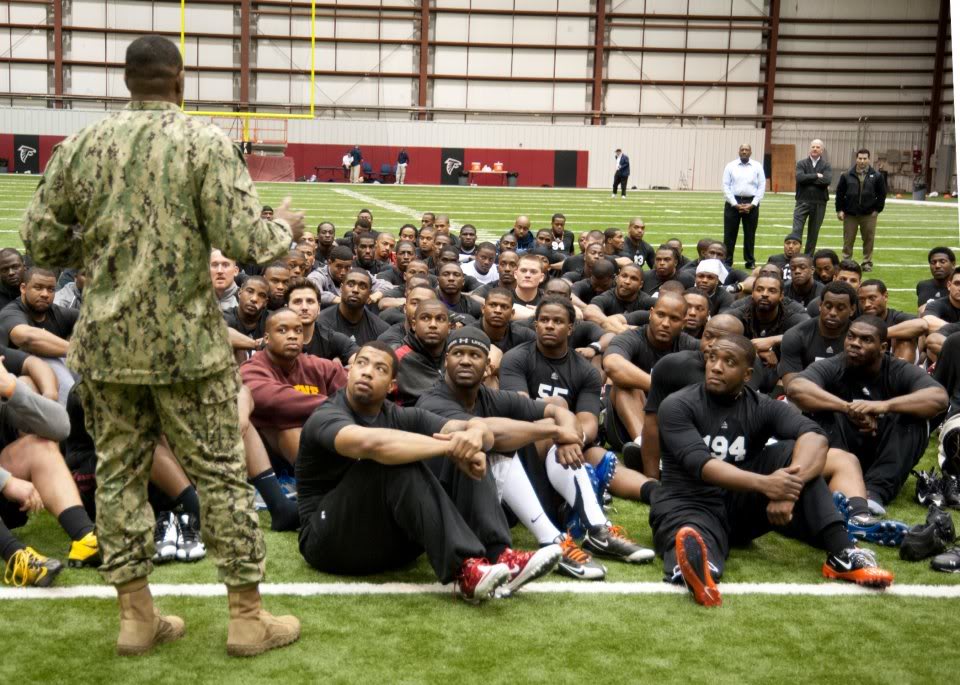 East Coast SEAL and SWCC scout team met with prospective National Football League players at the Eastern Regional NFL  1-3