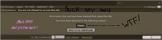 W00t banned from myres.... Shitface-1