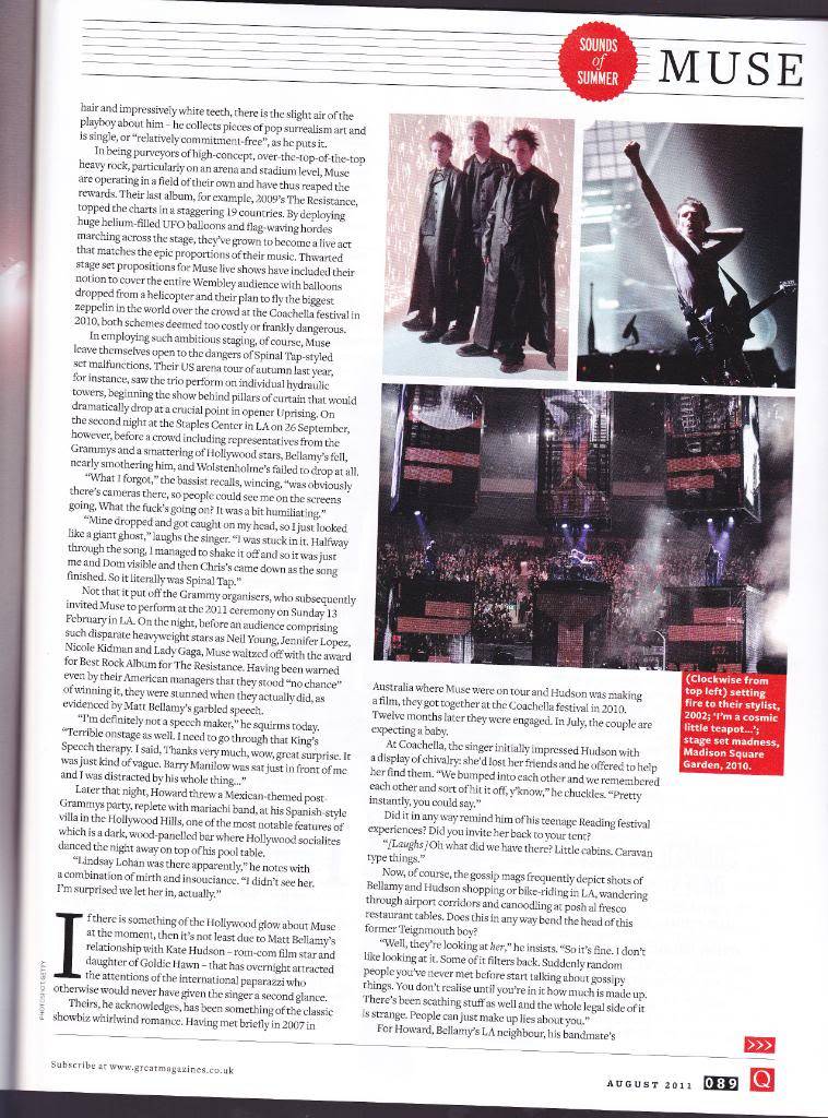 Muse in Q magazine August 2011 Q5
