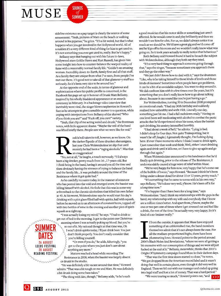 Muse in Q magazine August 2011 Q6