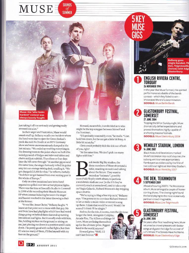 Muse in Q magazine August 2011 Q8