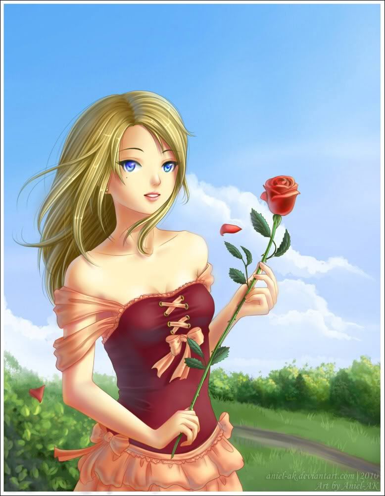 June Buttercup __Girl_with_a_rose___by_Aniel_AK