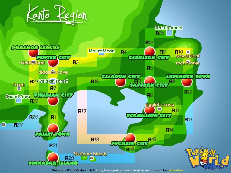 Mapa de Kanto Pokemonkantoregion