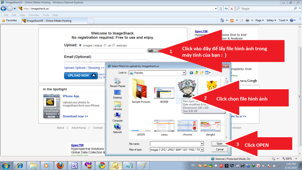 Hướng dẫn cách đưa hình vào bài viết và chữ kí Upload-imageshack0