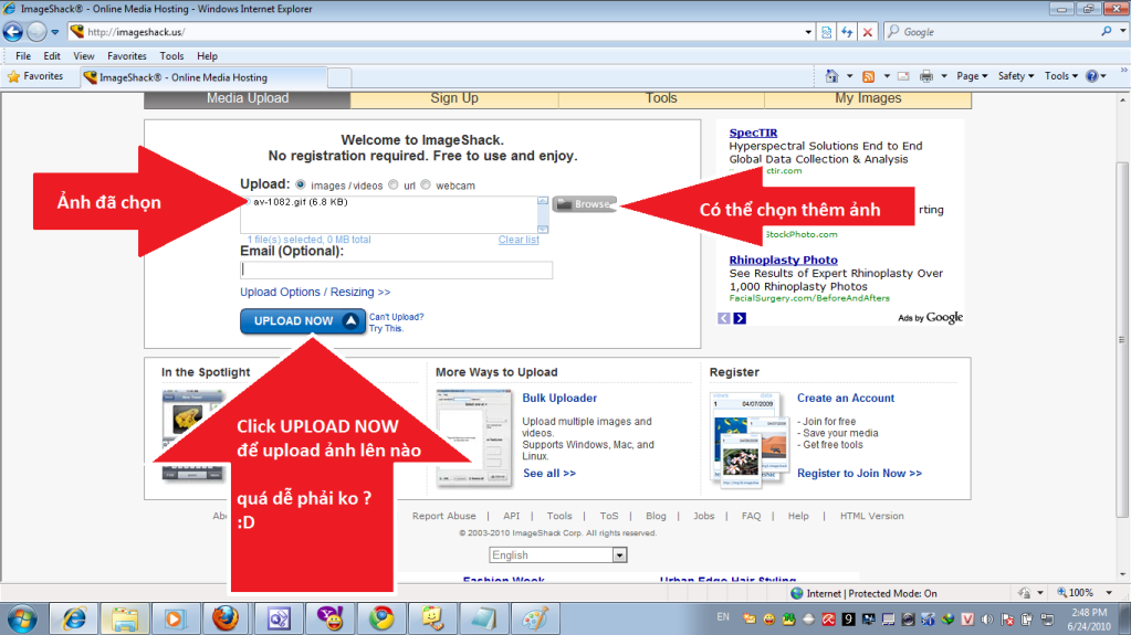Hướng dẫn cách đưa hình vào bài viết và chữ kí Upload-imageshack2