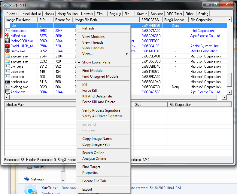  Công cụ hỗ trợ diệt Virus "bằng tay" siêu mạnh-XueTr [Anti-Virus & Rootkit] Tr1