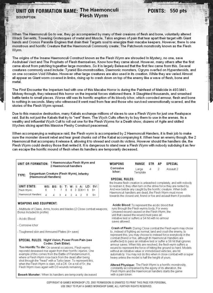 Apocolypse Monster: the Haemonculi Flesh Wyrm TheHaemonculiFleshWyrm