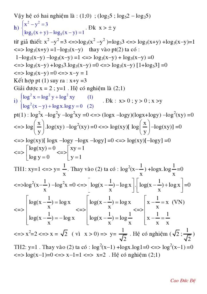 HỆ PHƯƠNG TRÌNH MŨ VÀ LOGARIT CỦA THẦY ĐỆ Giaiheptmuvalogarit_3
