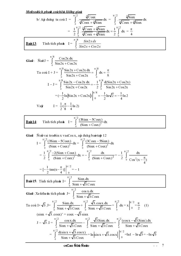 MỘT SỐ VÍ DỤ VỀ TÍCH PHÂN LƯỢNG GIÁC ĐÂYYYYYYYYYYYYYYYYYYYYYYYYY Skkntichphanlg_moi__7