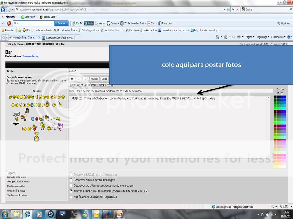 Como postar fotos no fórum Slide13