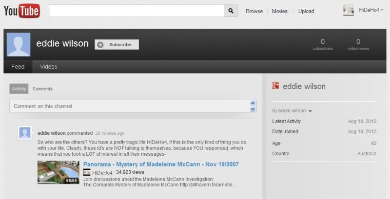 Alert to Multiple ID's in Youtube ONE PERSON - See screenshots Eddiewilson