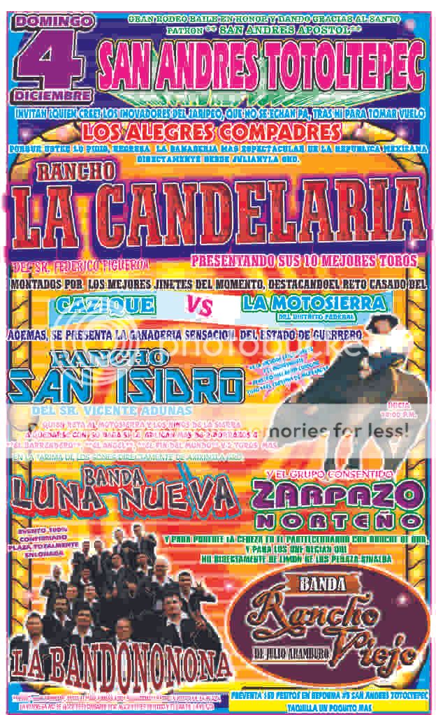 PROPAGANDA JARIPEO-BAILE RANCHO LA CANDELARIA Y BANDA RANCHO VIEJO SN ANDRES TOTOLTEPEC NAPOSANANDRESCORREGUIDO