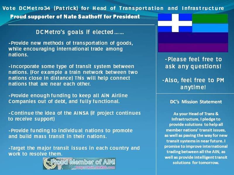 DCMetro34 for Head of Trans and Infrastructure 2010 Campaign Thread AINapplication