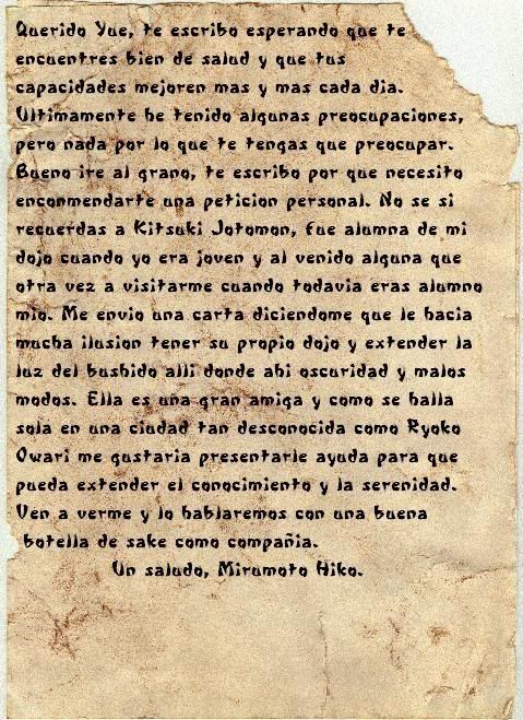 Maestro y discipulo juntos de nuevo  (dia 26, Mes de la Comadreja, Decimo Octavo año de Hantei XXXVIII) Pergamino0002