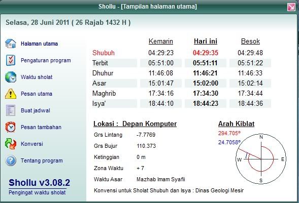 Program Pengingat Sholat ( Shollu v 3.08 ) Sholat