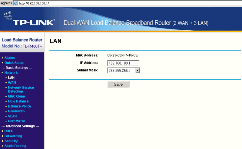 Cấu hình Basic TP-Link R480T Loadbalancing Lan