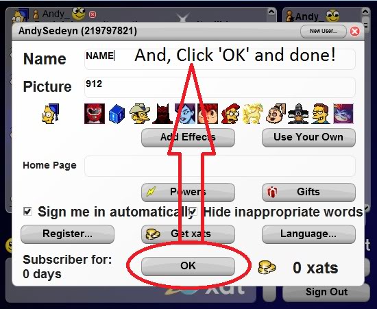 How to change your XAT nickname. (With Screenshots) ChatboxPreviewFINISH