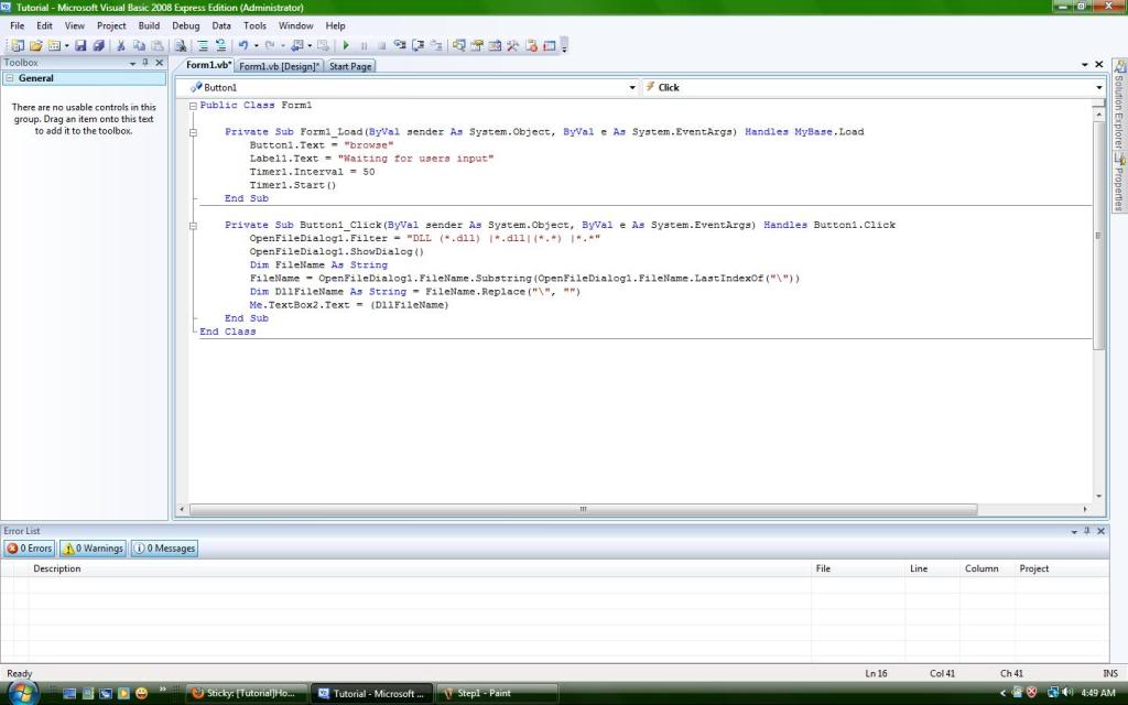 DLL Injector with Visual Basic 2010 Step3