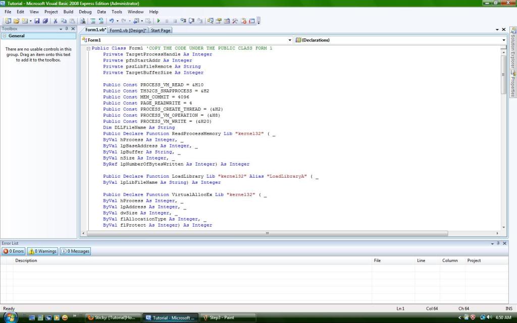DLL Injector with Visual Basic 2010 Step4