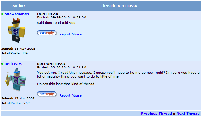 Roblox forums are the worst on the internet. Roblox2