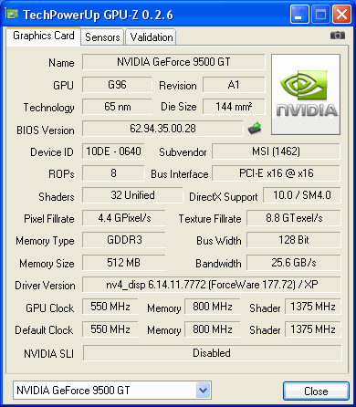 NVIDIA GeForce 9500 GT GeForce9500GT