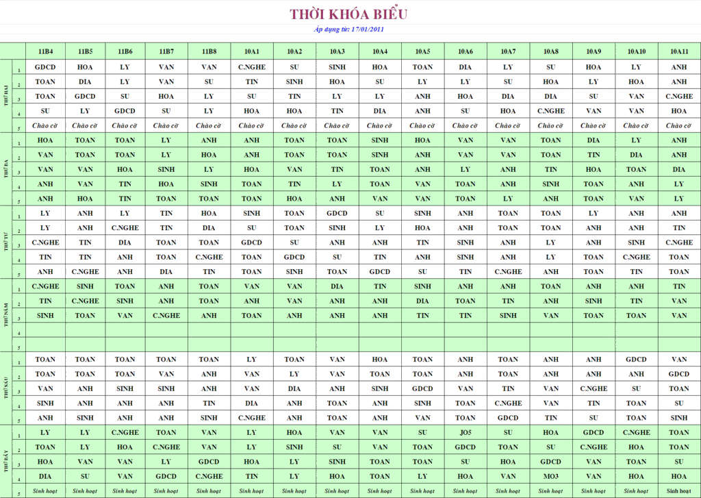 Thời khoá biểu (từ 17.1.2011) TKBCHS_17_1_2011