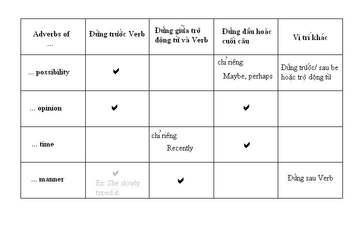 Unit 8: Quan hệ giữa các từ loại PossitionofAdverbs