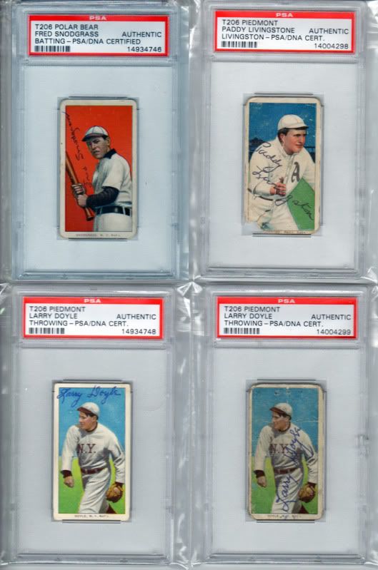 T206 Autographed Doyle and Livingston For Sale - PSA/DNA Enc Cards-1