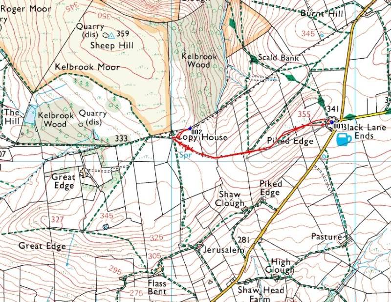 THE DISSENTERS' WELL & TOM'S CROSS, Kelbrook Moor, Lancs-Yorks Border. Map