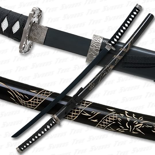 ~ Aiden " Black Raven " Shikyo ~ Dragon_engraved_katana_sword_black_blade_540