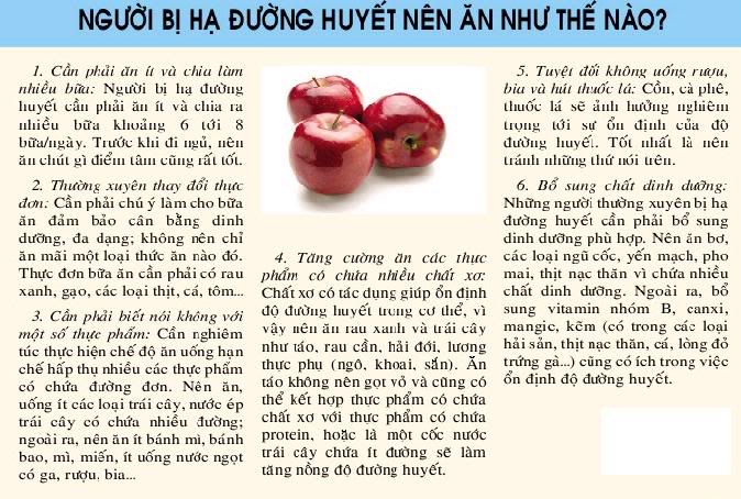 Dành cho nguoi bi hạ duong huyet. Bihaiduong