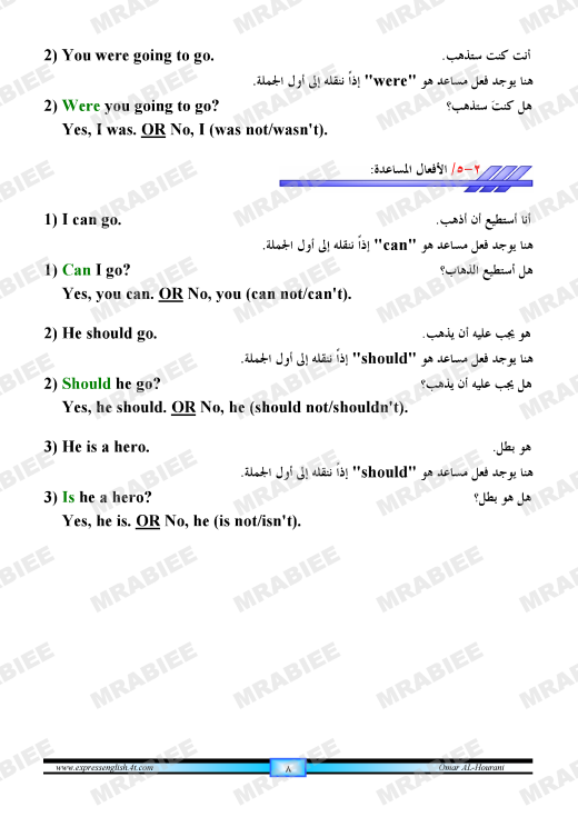 دورة متكاملة لقواعد اللغة الانجليزية للمبتدئين (الشرح باللغة العربية +امثلة+ اسلوب سهل وواضح) 8