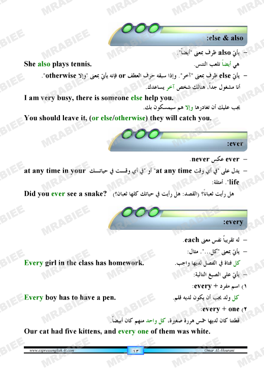 دورة متكاملة لقواعد اللغة الانجليزية للمبتدئين (الشرح باللغة العربية +امثلة+ اسلوب سهل وواضح) 13