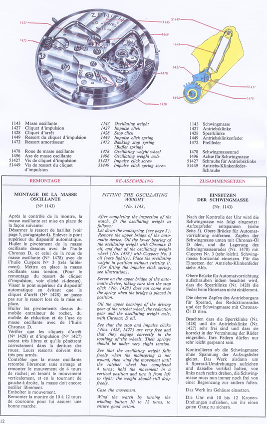 La famille des calibres ZENITH à butées ( Calibres 133.8 et 71 ) 133-814