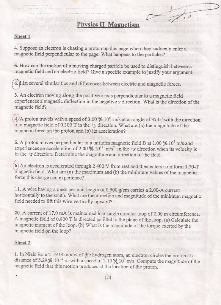 (تم اضافة شيت2)Magnetism sheet`s answers 250f7a73