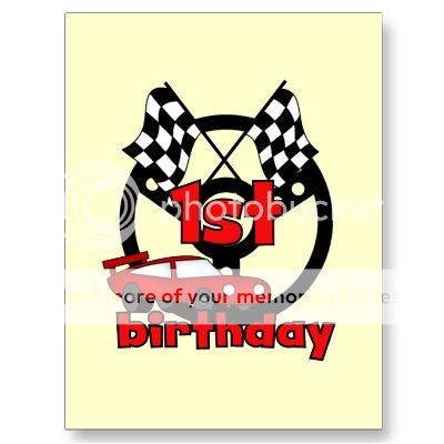 Doesn't time fly Car_racing_1st_birthday_tshirts_and_gifts_postcard-p239962879266082254baanr_400_zpsb6d02904