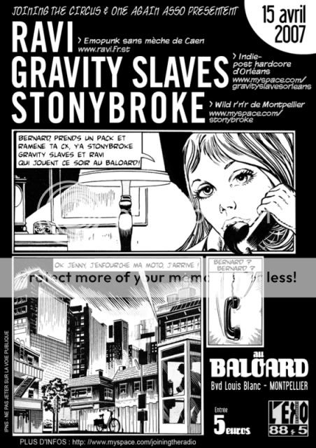 RAVI + GRAVITY SLAVES + STONYBROKE @ Montpellier le 15/04 FlyerOK